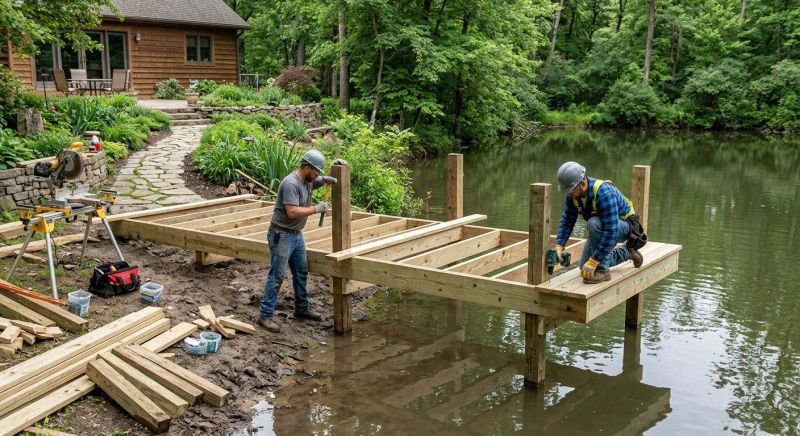 Pond Dock Installation in Overland Park, KS